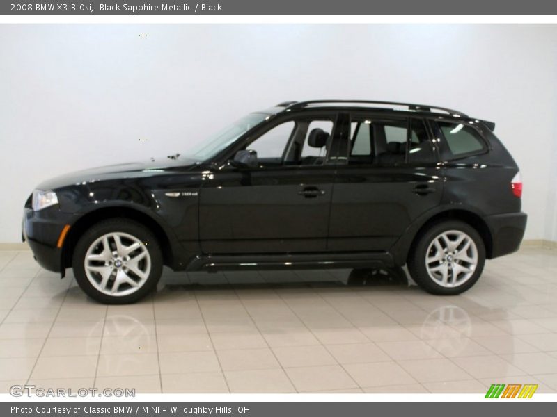 Black Sapphire Metallic / Black 2008 BMW X3 3.0si