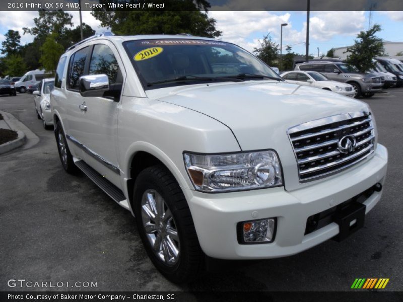 Tuscan White Pearl / Wheat 2010 Infiniti QX 56 4WD