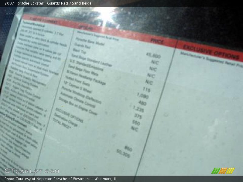 Guards Red / Sand Beige 2007 Porsche Boxster