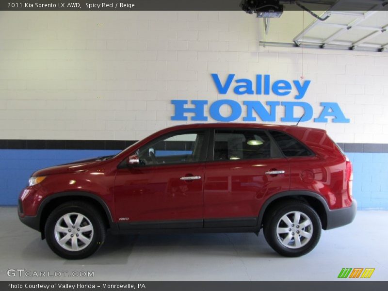Spicy Red / Beige 2011 Kia Sorento LX AWD