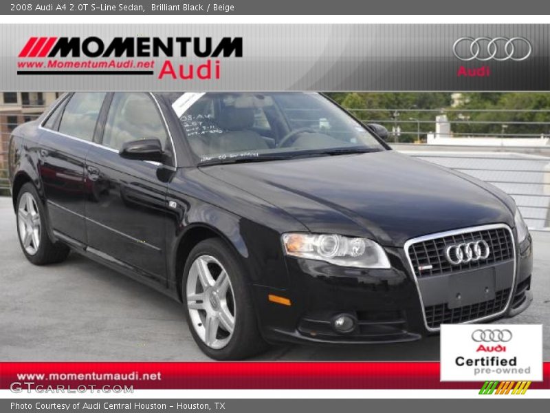 Brilliant Black / Beige 2008 Audi A4 2.0T S-Line Sedan