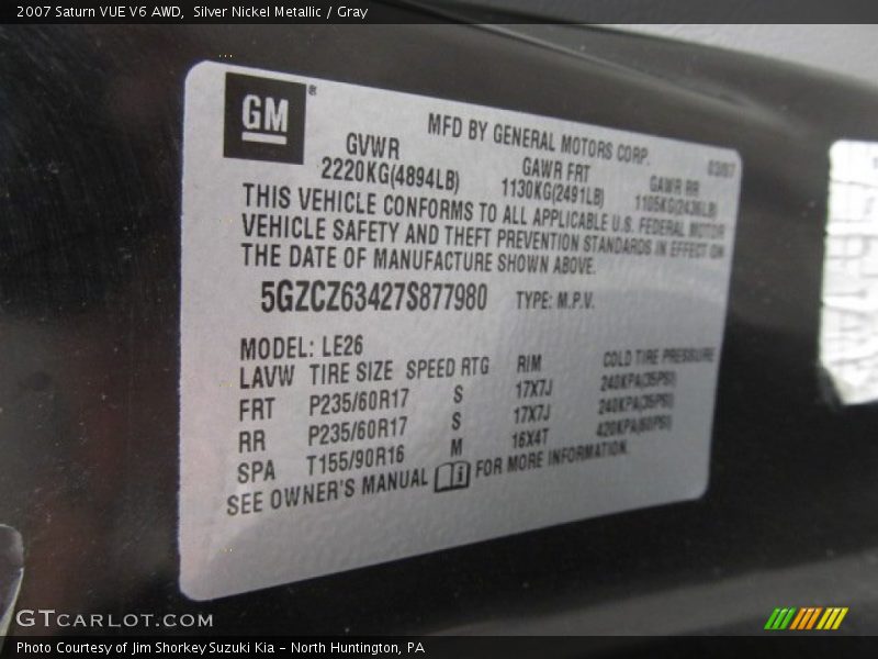 Silver Nickel Metallic / Gray 2007 Saturn VUE V6 AWD