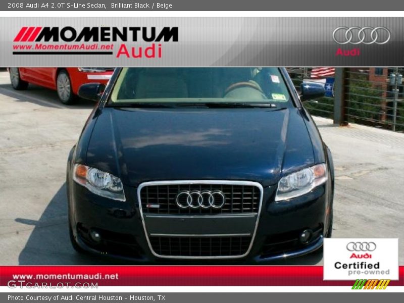 Brilliant Black / Beige 2008 Audi A4 2.0T S-Line Sedan