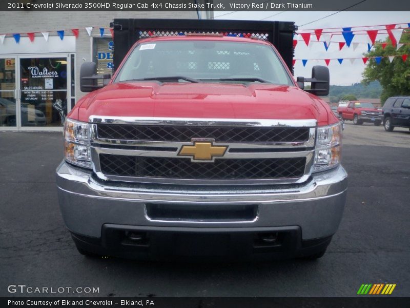 Victory Red / Dark Titanium 2011 Chevrolet Silverado 3500HD Regular Cab 4x4 Chassis Stake Truck