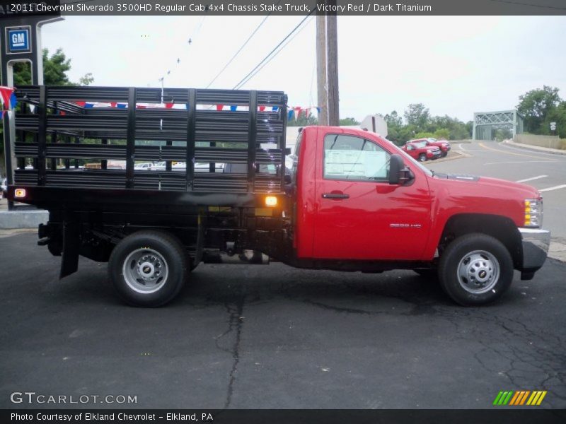 Victory Red / Dark Titanium 2011 Chevrolet Silverado 3500HD Regular Cab 4x4 Chassis Stake Truck