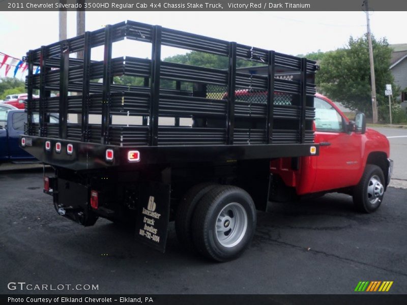 Victory Red / Dark Titanium 2011 Chevrolet Silverado 3500HD Regular Cab 4x4 Chassis Stake Truck