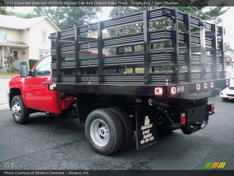 Victory Red / Dark Titanium 2011 Chevrolet Silverado 3500HD Regular Cab 4x4 Chassis Stake Truck
