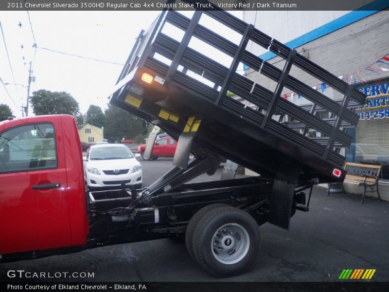 Victory Red / Dark Titanium 2011 Chevrolet Silverado 3500HD Regular Cab 4x4 Chassis Stake Truck