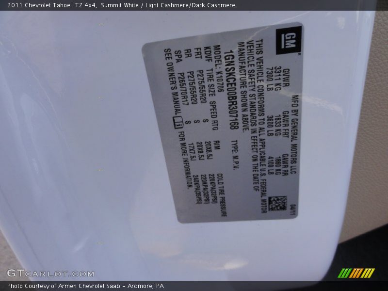 Summit White / Light Cashmere/Dark Cashmere 2011 Chevrolet Tahoe LTZ 4x4