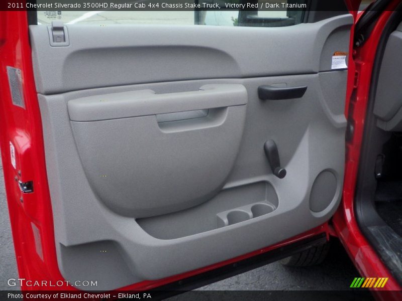 Victory Red / Dark Titanium 2011 Chevrolet Silverado 3500HD Regular Cab 4x4 Chassis Stake Truck