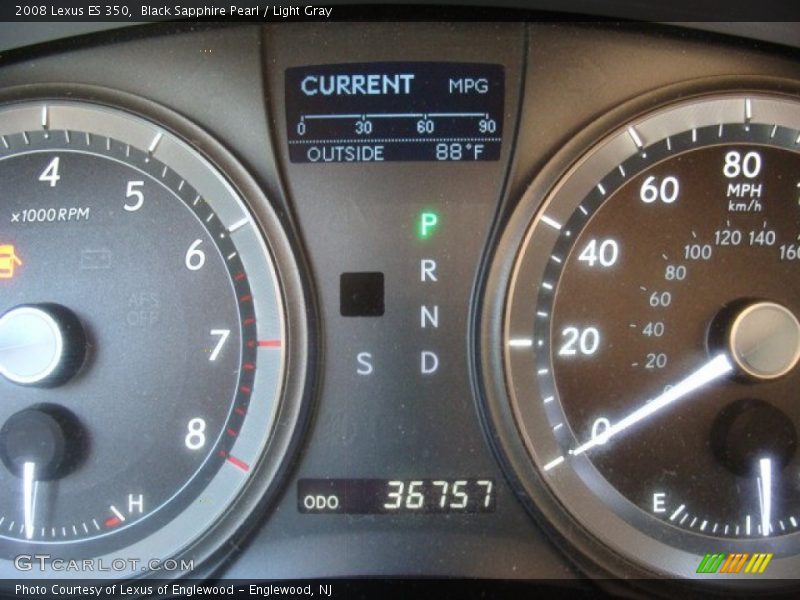 Black Sapphire Pearl / Light Gray 2008 Lexus ES 350