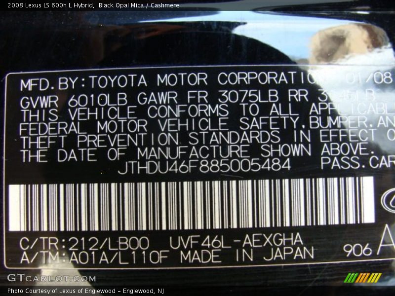 Black Opal Mica / Cashmere 2008 Lexus LS 600h L Hybrid