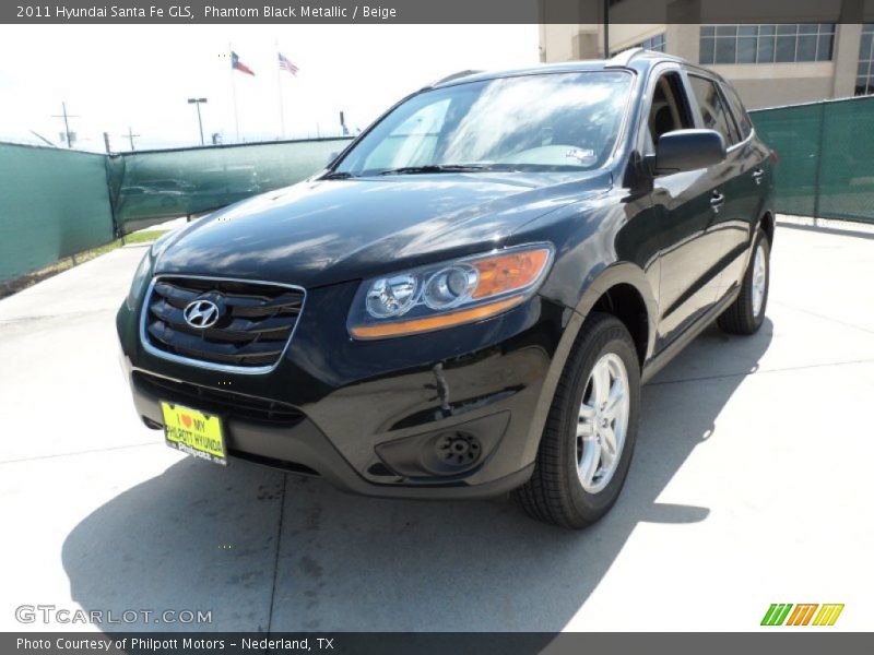 Phantom Black Metallic / Beige 2011 Hyundai Santa Fe GLS