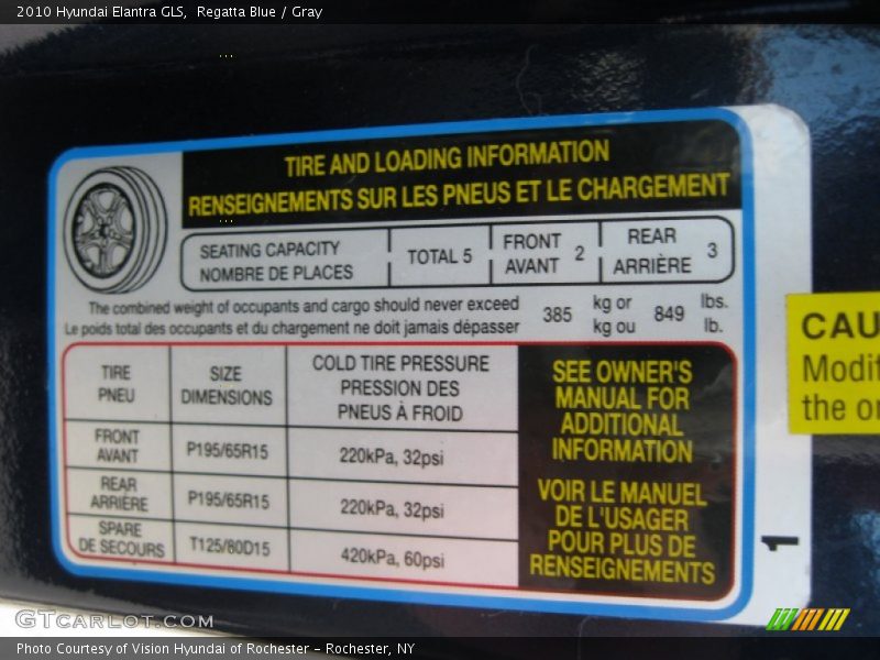Regatta Blue / Gray 2010 Hyundai Elantra GLS