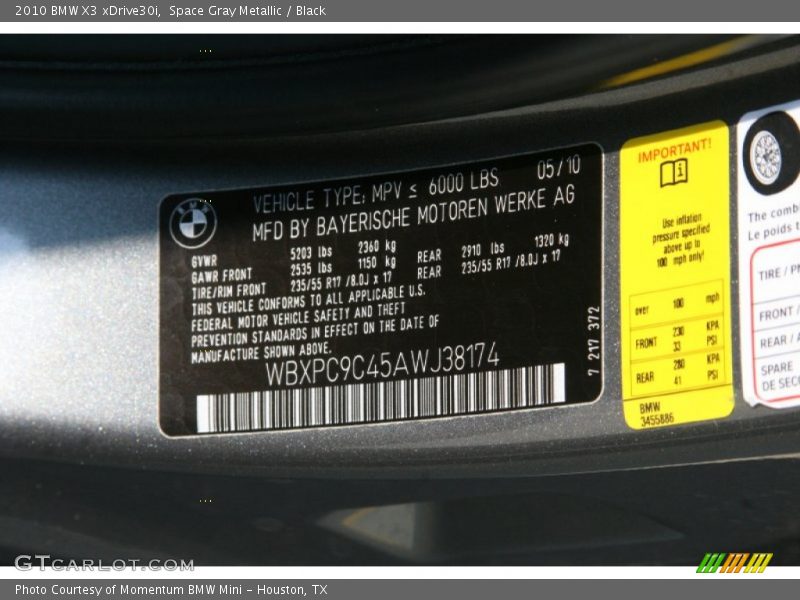 Space Gray Metallic / Black 2010 BMW X3 xDrive30i