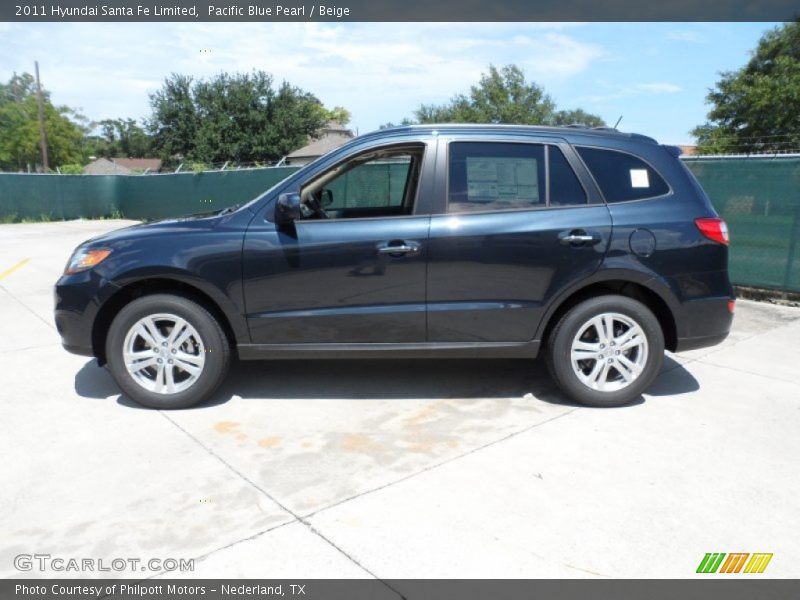 Pacific Blue Pearl / Beige 2011 Hyundai Santa Fe Limited