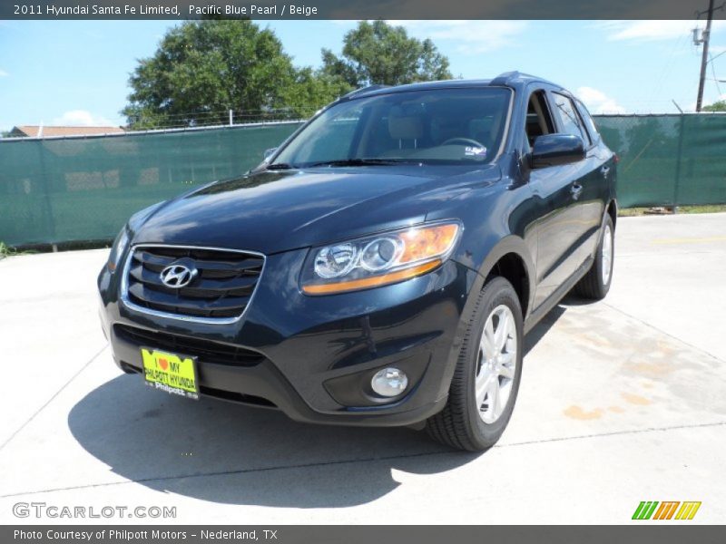 Pacific Blue Pearl / Beige 2011 Hyundai Santa Fe Limited