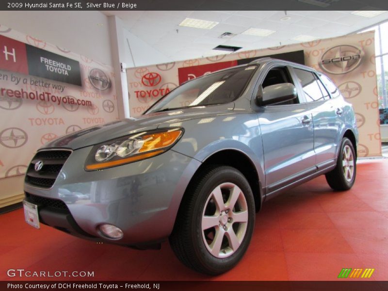 Silver Blue / Beige 2009 Hyundai Santa Fe SE