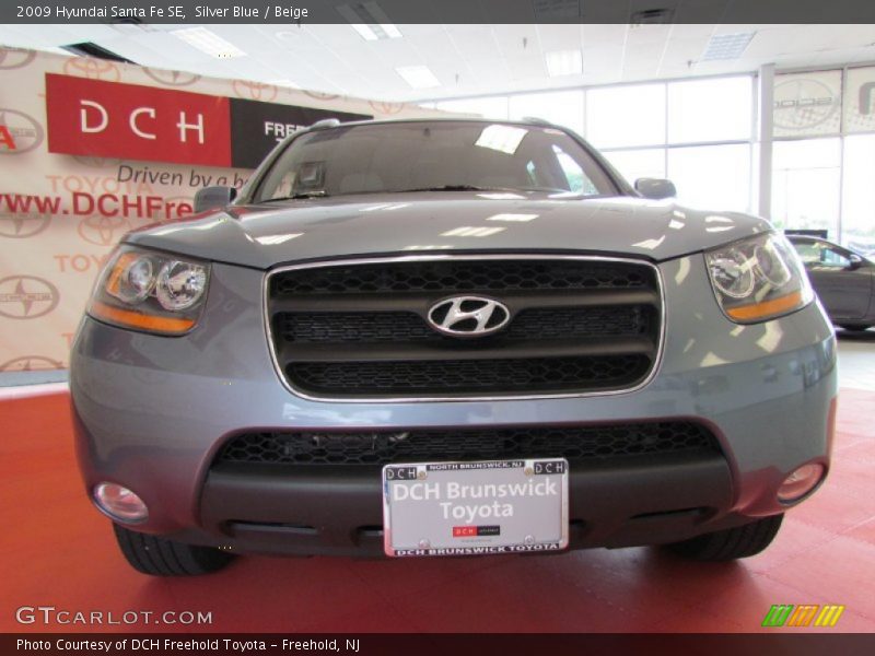Silver Blue / Beige 2009 Hyundai Santa Fe SE