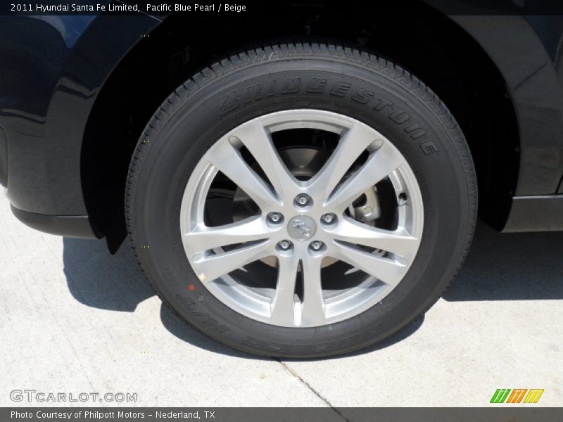 Pacific Blue Pearl / Beige 2011 Hyundai Santa Fe Limited