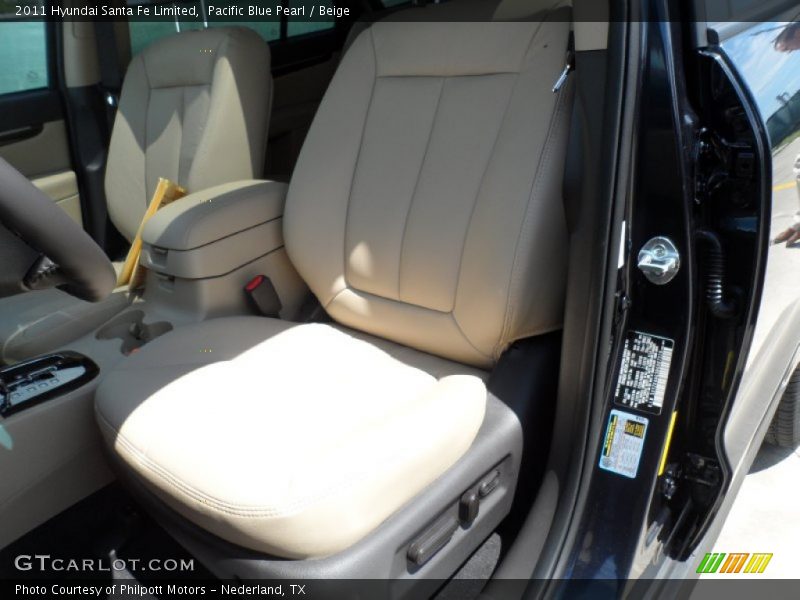 Pacific Blue Pearl / Beige 2011 Hyundai Santa Fe Limited