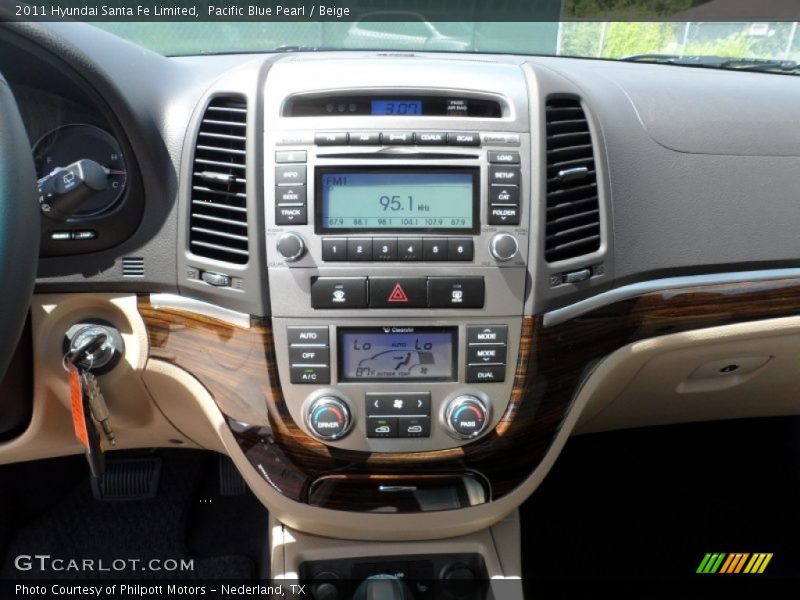 Pacific Blue Pearl / Beige 2011 Hyundai Santa Fe Limited