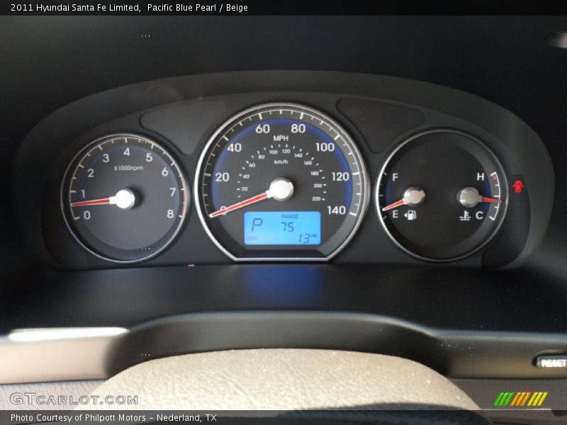 Pacific Blue Pearl / Beige 2011 Hyundai Santa Fe Limited