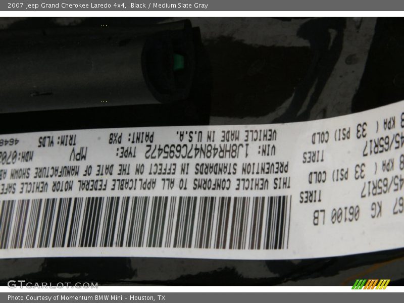 Black / Medium Slate Gray 2007 Jeep Grand Cherokee Laredo 4x4