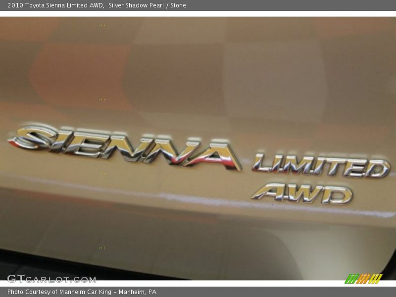 Silver Shadow Pearl / Stone 2010 Toyota Sienna Limited AWD