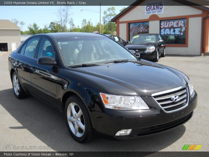 Ebony Black / Gray 2009 Hyundai Sonata Limited V6