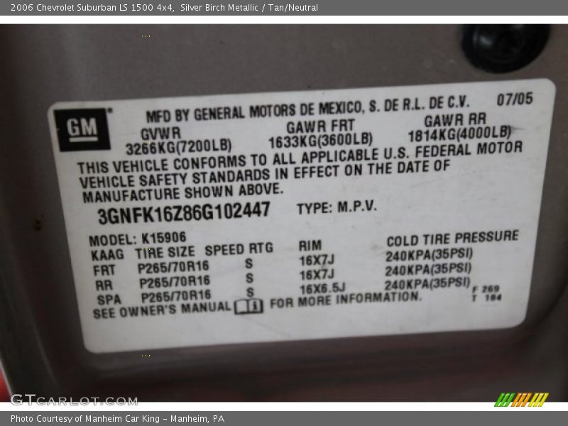 Silver Birch Metallic / Tan/Neutral 2006 Chevrolet Suburban LS 1500 4x4