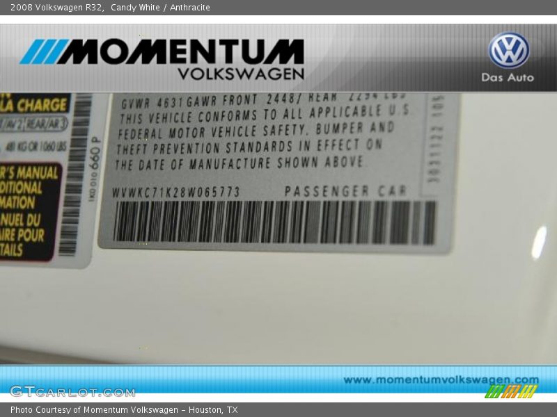 Candy White / Anthracite 2008 Volkswagen R32