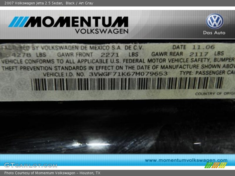 Black / Art Gray 2007 Volkswagen Jetta 2.5 Sedan