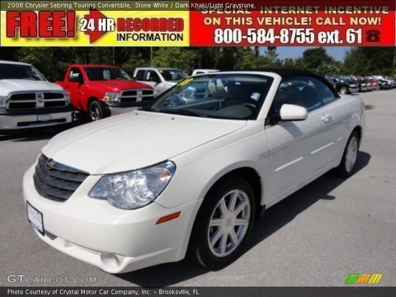 Stone White / Dark Khaki/Light Graystone 2008 Chrysler Sebring Touring Convertible