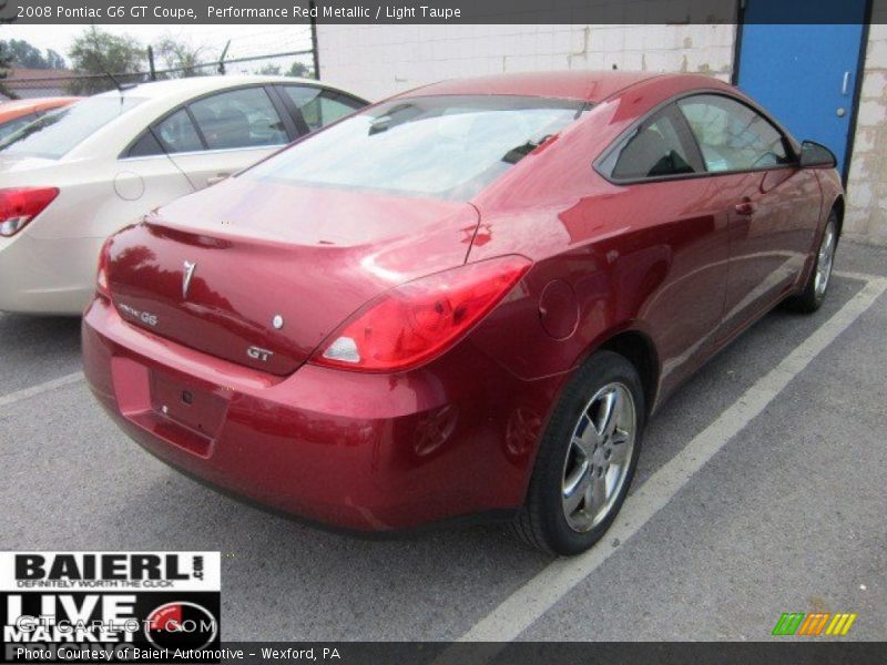 Performance Red Metallic / Light Taupe 2008 Pontiac G6 GT Coupe