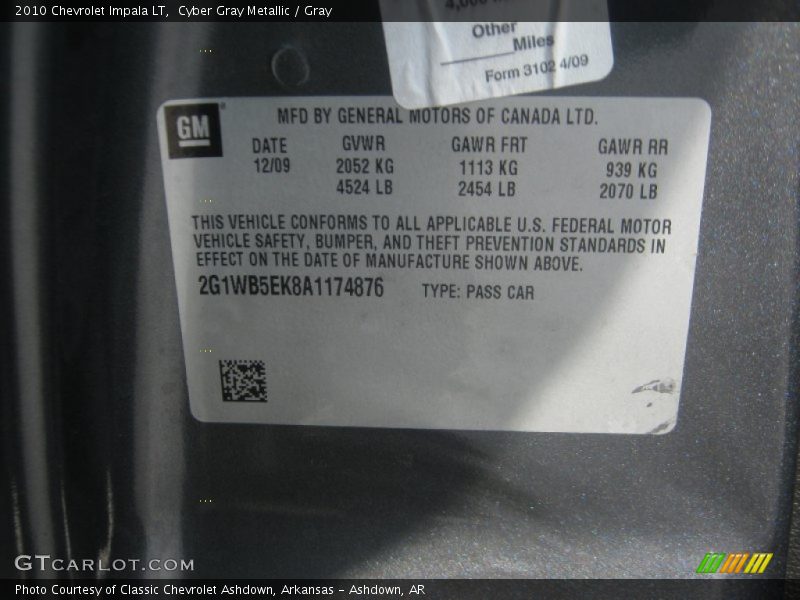 Cyber Gray Metallic / Gray 2010 Chevrolet Impala LT