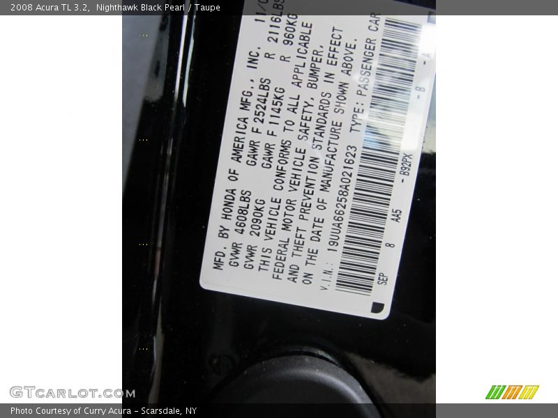 Nighthawk Black Pearl / Taupe 2008 Acura TL 3.2