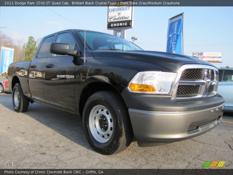 Brilliant Black Crystal Pearl / Dark Slate Gray/Medium Graystone 2011 Dodge Ram 1500 ST Quad Cab