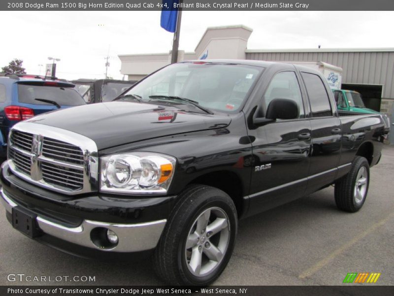 Brilliant Black Crystal Pearl / Medium Slate Gray 2008 Dodge Ram 1500 Big Horn Edition Quad Cab 4x4