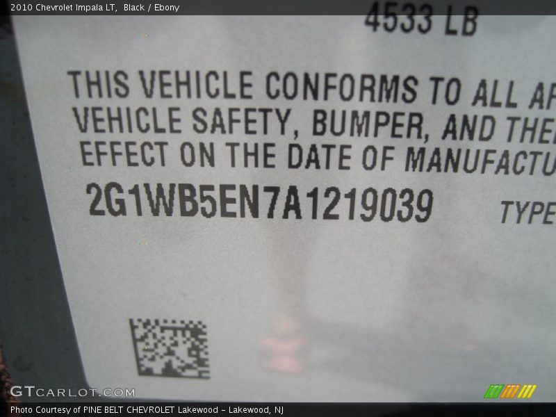 Black / Ebony 2010 Chevrolet Impala LT