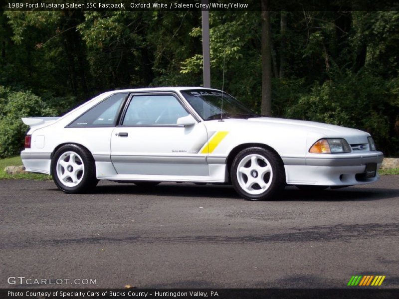 Oxford White / Saleen Grey/White/Yellow 1989 Ford Mustang Saleen SSC Fastback