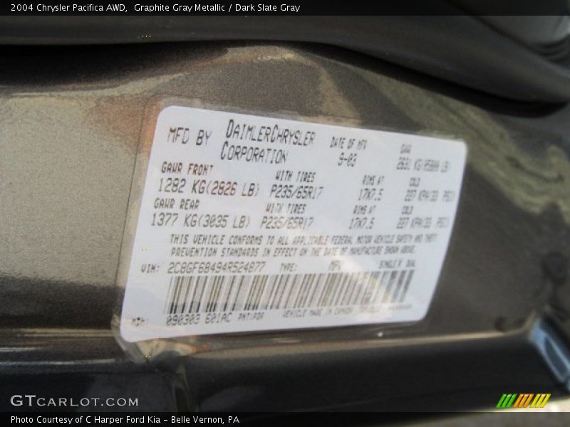 Graphite Gray Metallic / Dark Slate Gray 2004 Chrysler Pacifica AWD