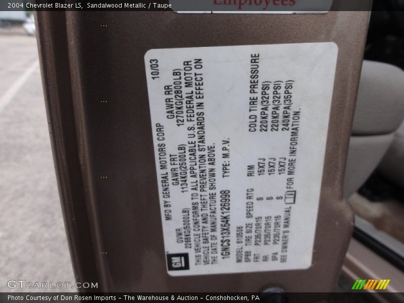 Sandalwood Metallic / Taupe 2004 Chevrolet Blazer LS
