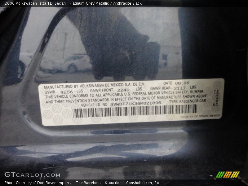 Platinum Grey Metallic / Anthracite Black 2006 Volkswagen Jetta TDI Sedan