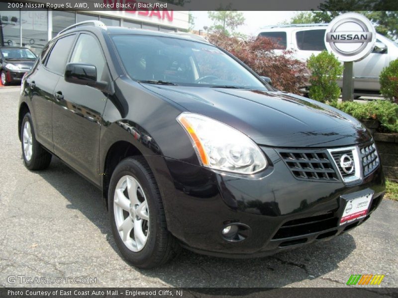 Wicked Black / Black/Red 2009 Nissan Rogue SL AWD