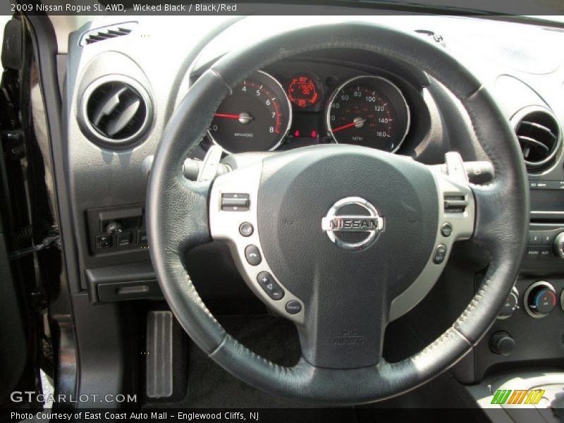 Wicked Black / Black/Red 2009 Nissan Rogue SL AWD