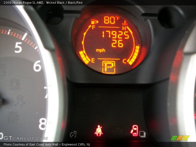 Wicked Black / Black/Red 2009 Nissan Rogue SL AWD