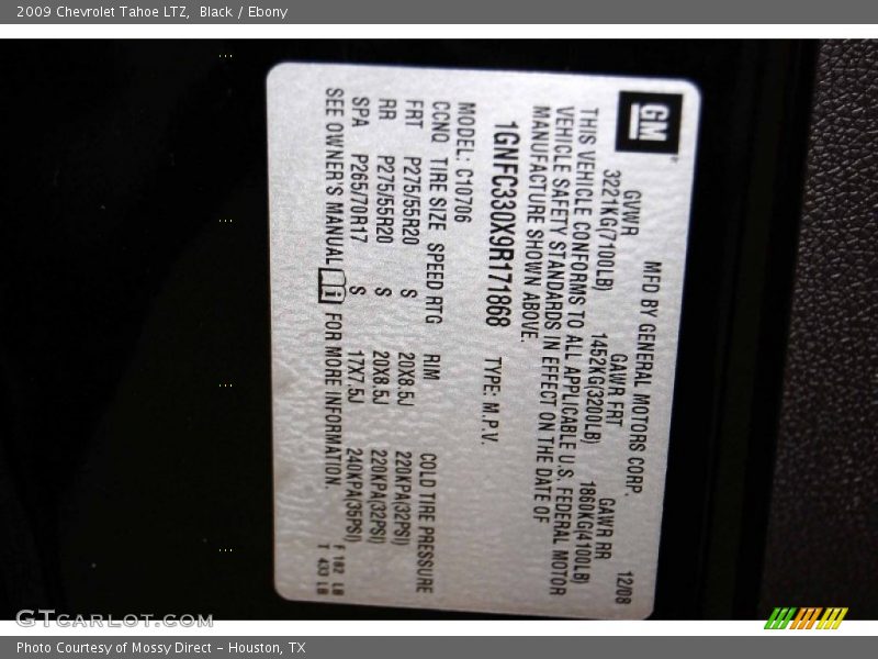 Black / Ebony 2009 Chevrolet Tahoe LTZ