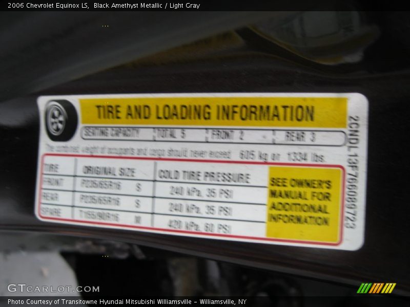 Black Amethyst Metallic / Light Gray 2006 Chevrolet Equinox LS