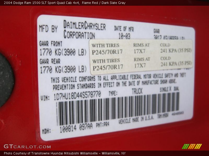 Flame Red / Dark Slate Gray 2004 Dodge Ram 1500 SLT Sport Quad Cab 4x4